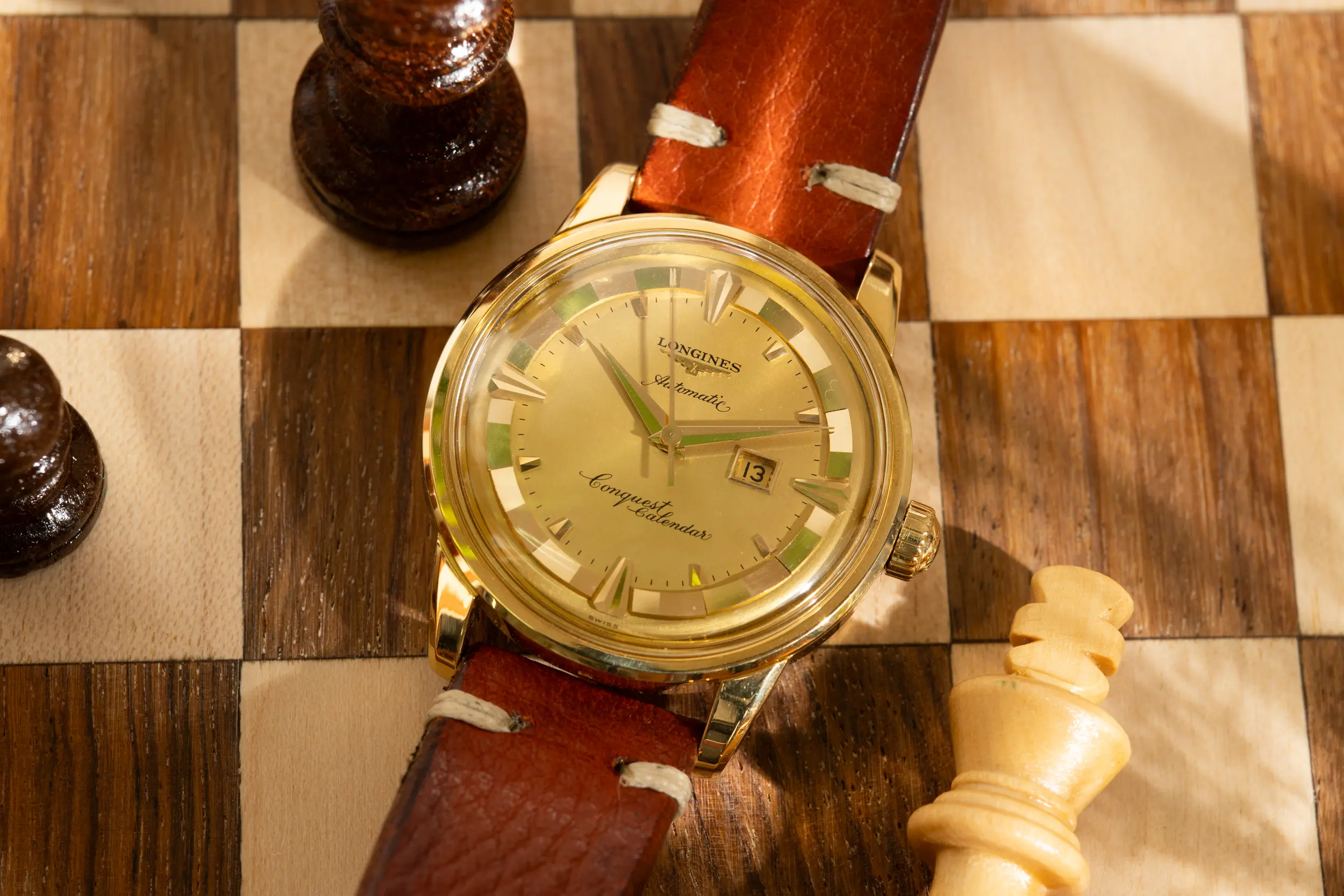 Vintage Longines Conquest with classic silver dial and dauphine hands