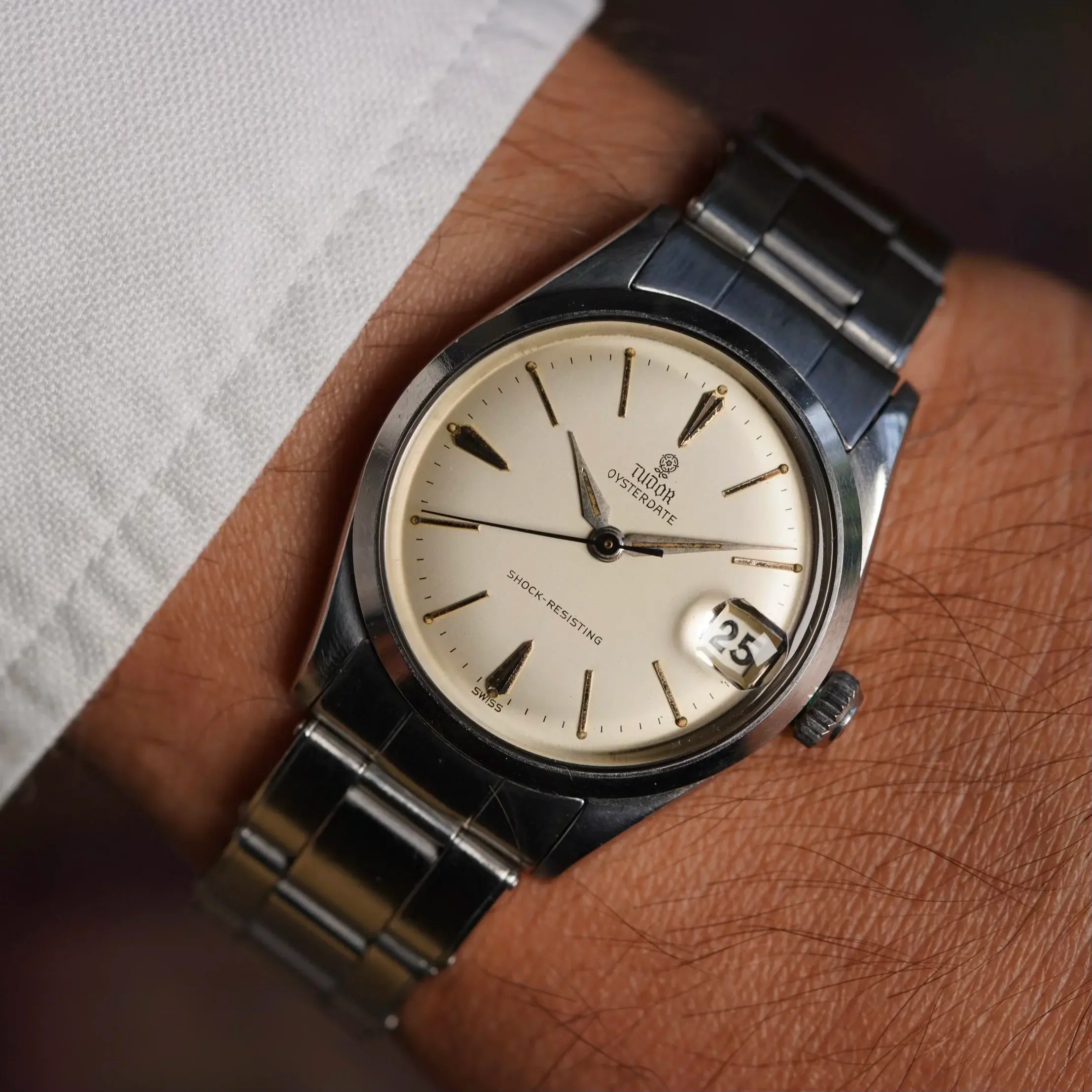 Seiko 6139 Pogue chronograph with distinctive blue and gold dial